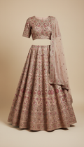 Champagne Embroidered Bridal Lehenga Set with Jewel Accents