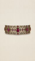 Ruby and Antique Gold Choker Necklace with Filigree Detailing